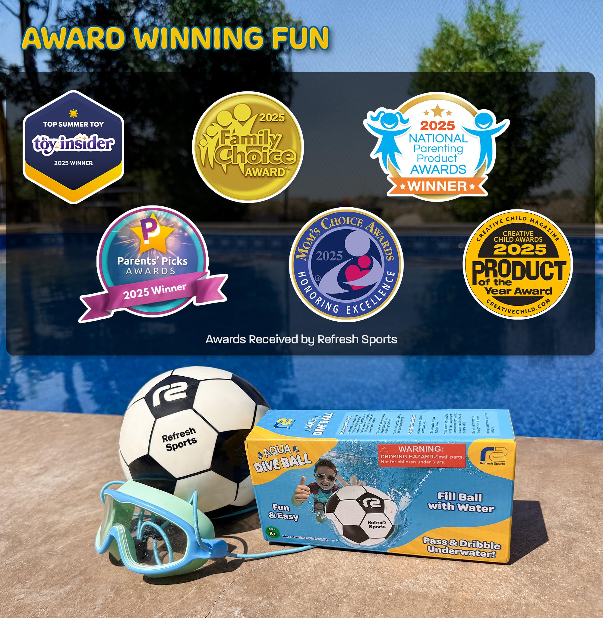 Aqua Dive Fußball – lustiges Unterwasser-Pool-Spielzeug für Kinder ab 8–12 Jahren – beste Poolspiele, Outdoor-Ballspiel für Kinder – Wasserspielzeug für Sommerpartys und Wassermelonen-Strandspiele