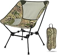 MARCHWAY Ultralight Folding Camping Chair Camo - 2.3lb Portable Heavy Duty Chair for Hiking, Backpacking, Beach, Festival, Supports 300lbs