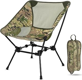 MARCHWAY Ultralight Folding Camping Chair Camo - 2.3lb Portable Heavy Duty Chair for Hiking, Backpacking, Beach, Festival, Supports 300lbs