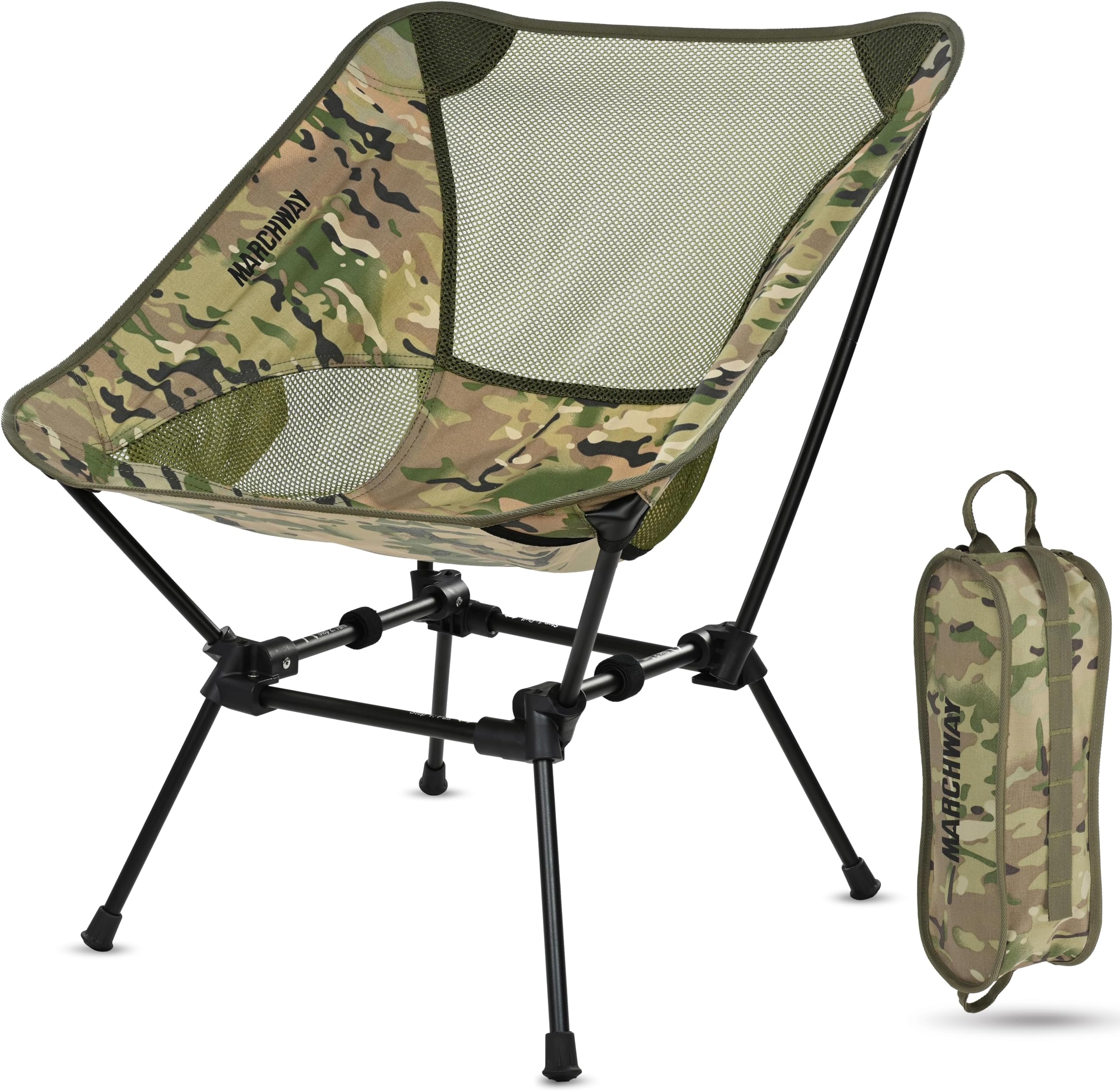 Ultralight Folding Camping Chair, Heavy Duty Portable Compact for Outdoor Camp, Travel, Beach, Picnic, Festival, Hiking, Lightweight Backpacking (Camo)