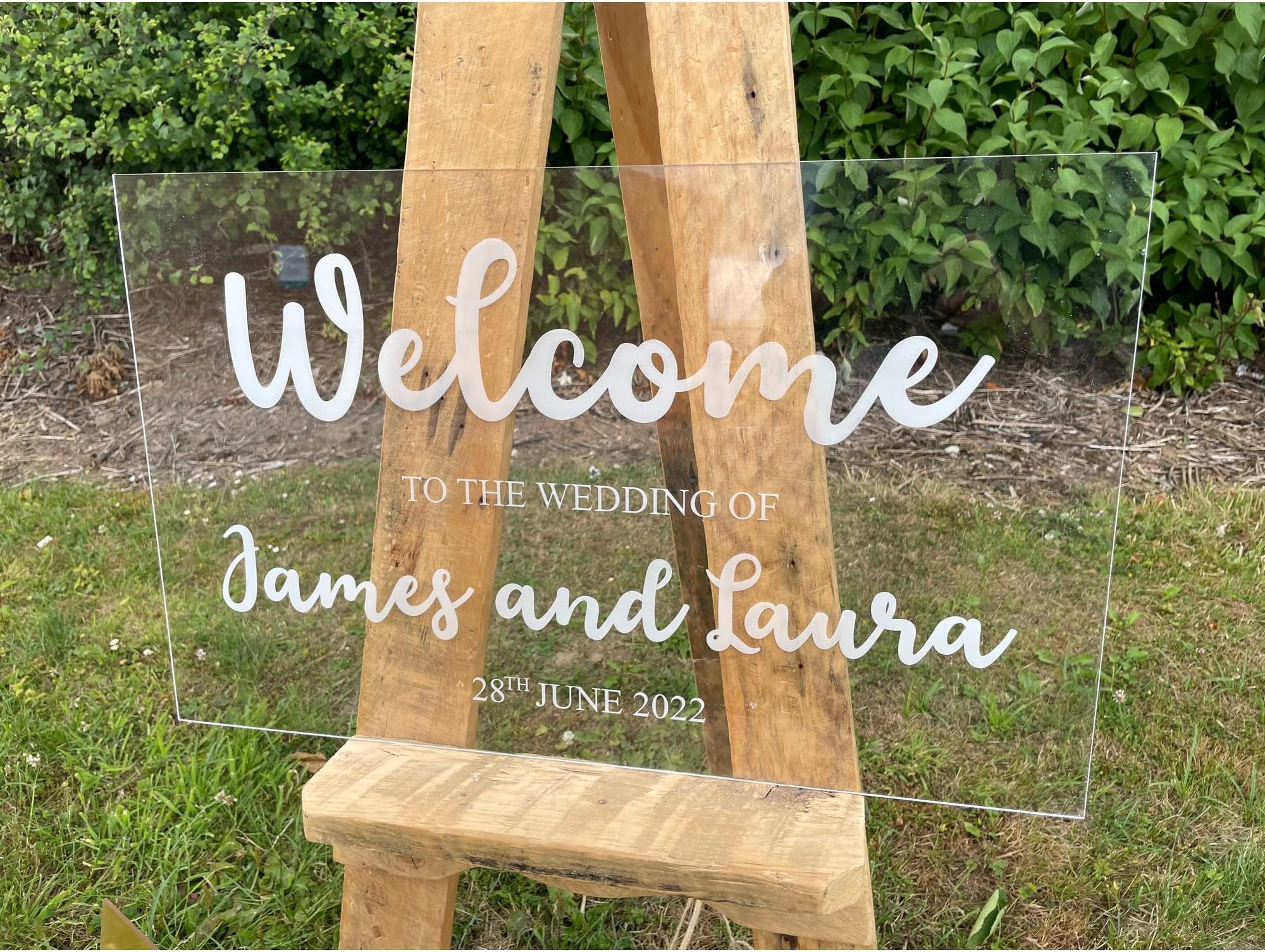 Covering All Occasions Personalised Wedding Welcome Sign A3 A2 A1 | Large Acrylic Board | Clear or Mirrored with Choice of 5 Fonts