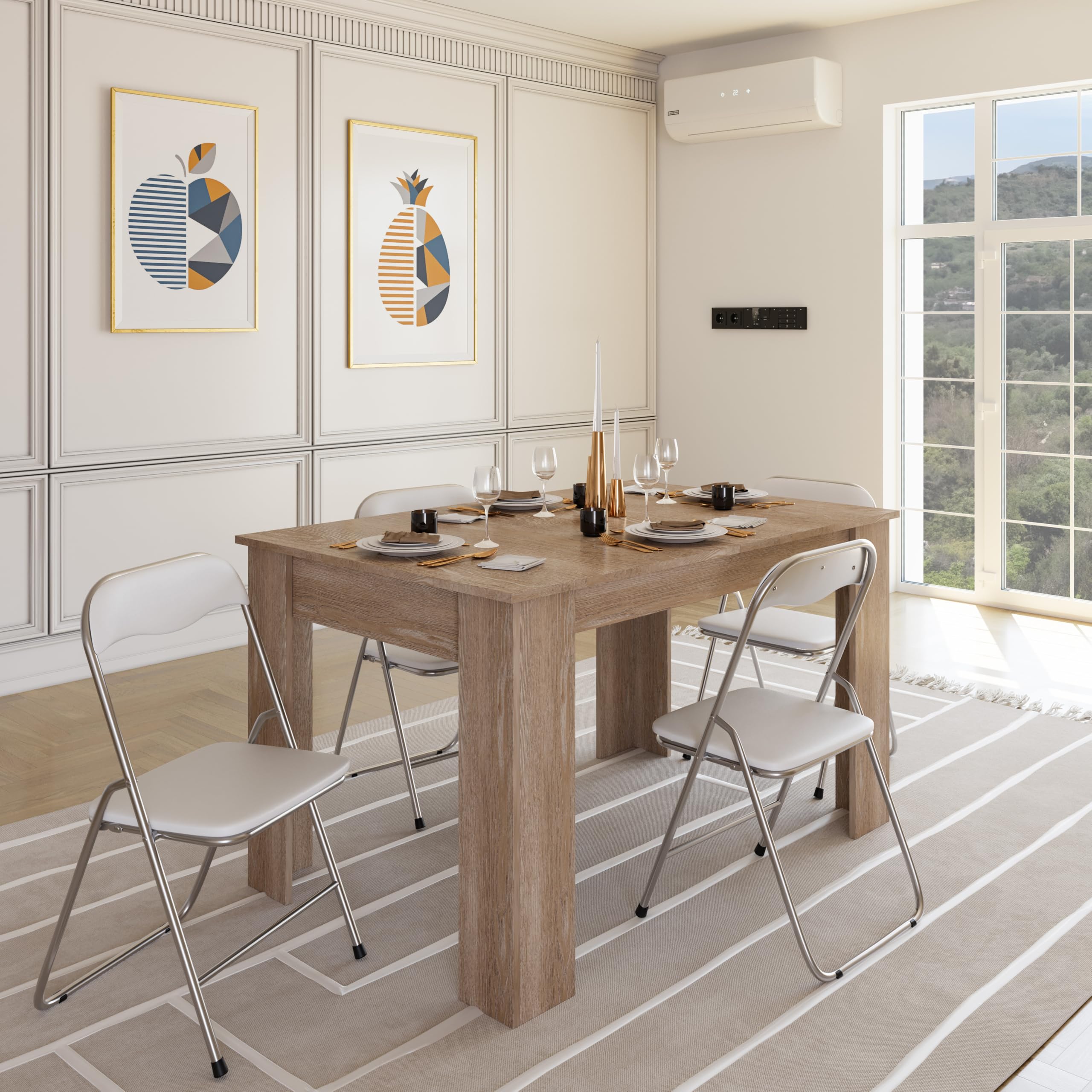 Bricozone Tavolo Da Pranzo Allungabile Elegante E Funzionale Estensibile Da 140 A 190 Cm Fino A 6 Persone Struttura Robusta Melaminico Guide Scorrevoli In Metallo Perfetto Per Cucina Soggiorno Rovere