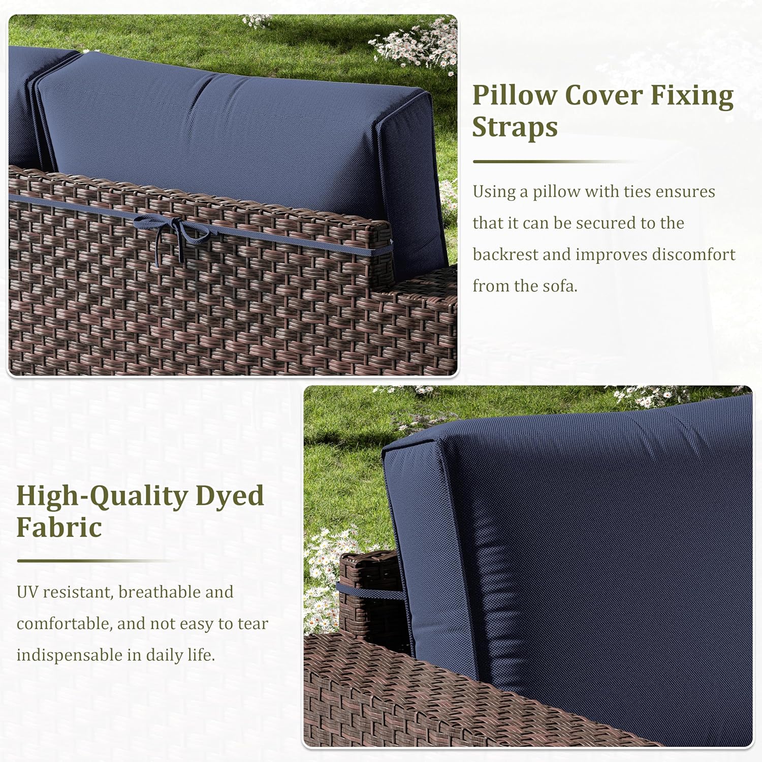 14 Pcs Outdoor Cushion Slipcovers All-Weather Patio Cushion Covers, Replacement Waterproof with Zipper for Patio Furniture, Sectional Couch 3 Sizes, Covers Only