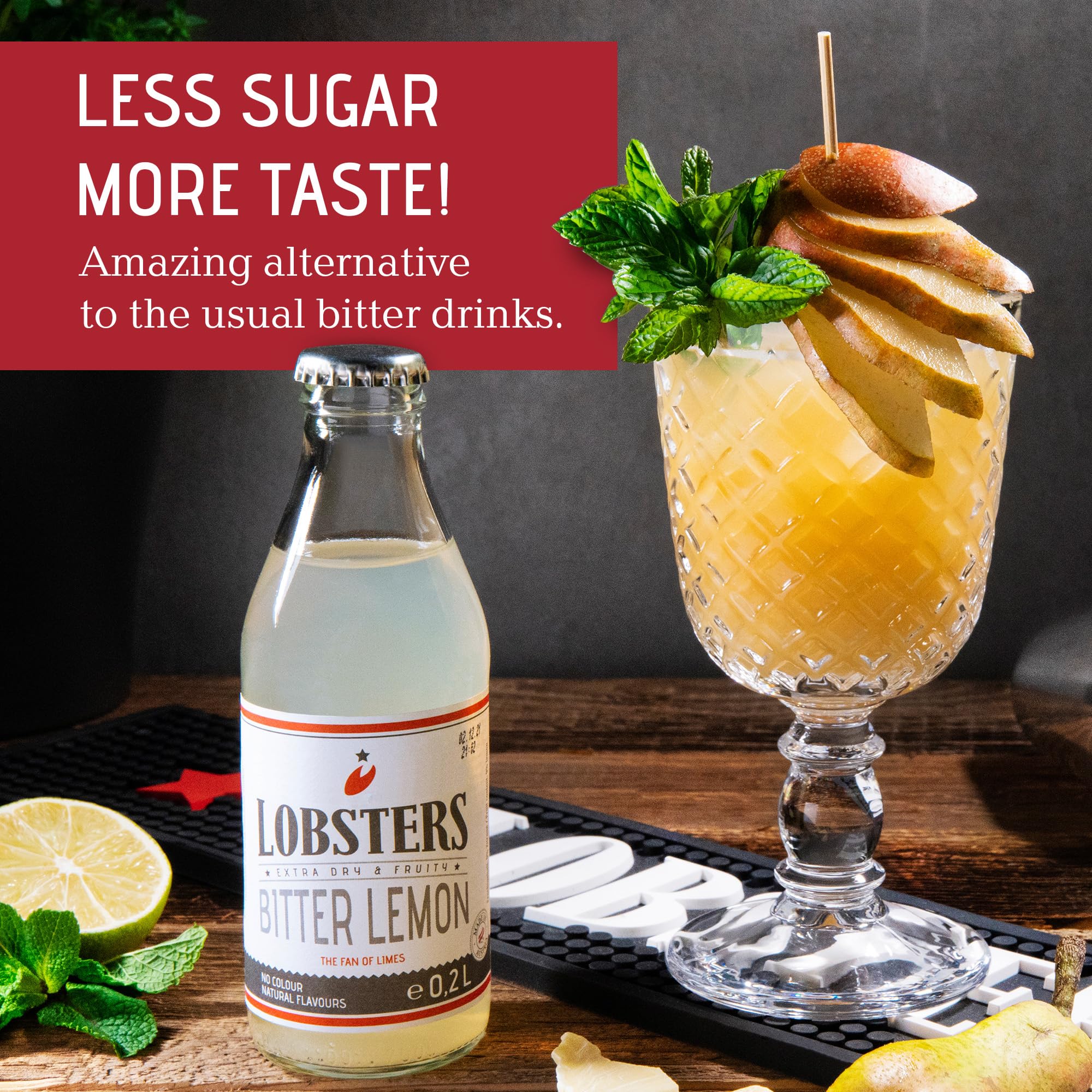 Lobsters Bitter Lemon 24 x 0,2l Dry Fruity Cocktail Mix Vodka Lemon Lemon Spritz