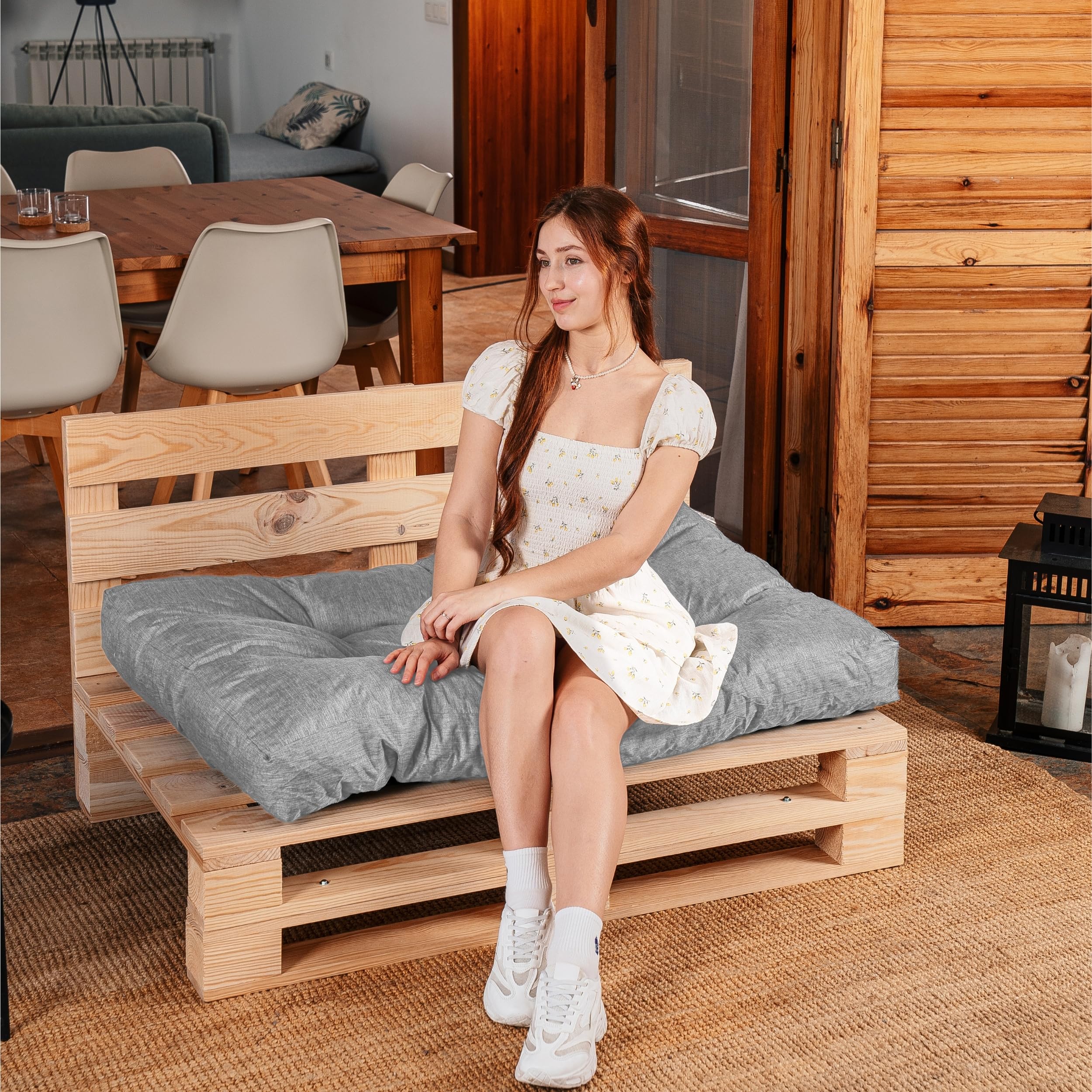 bananair - Palettenkissen Outdoor 120 x 80 cm Bequem - Robuster, UV-beständiger & Wasserabweisender Stoff - Ideal für Europaletten, Palettenmöbel, Palettensofa (Sitzkissen, 120 x 80 cm, Grau)