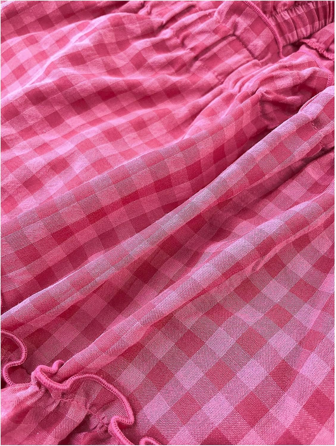 SOLY HUX Girl's Plaid Gingham Babydoll Tops Square Neck Sleeveless Ruffle Cute Summer Tank Top