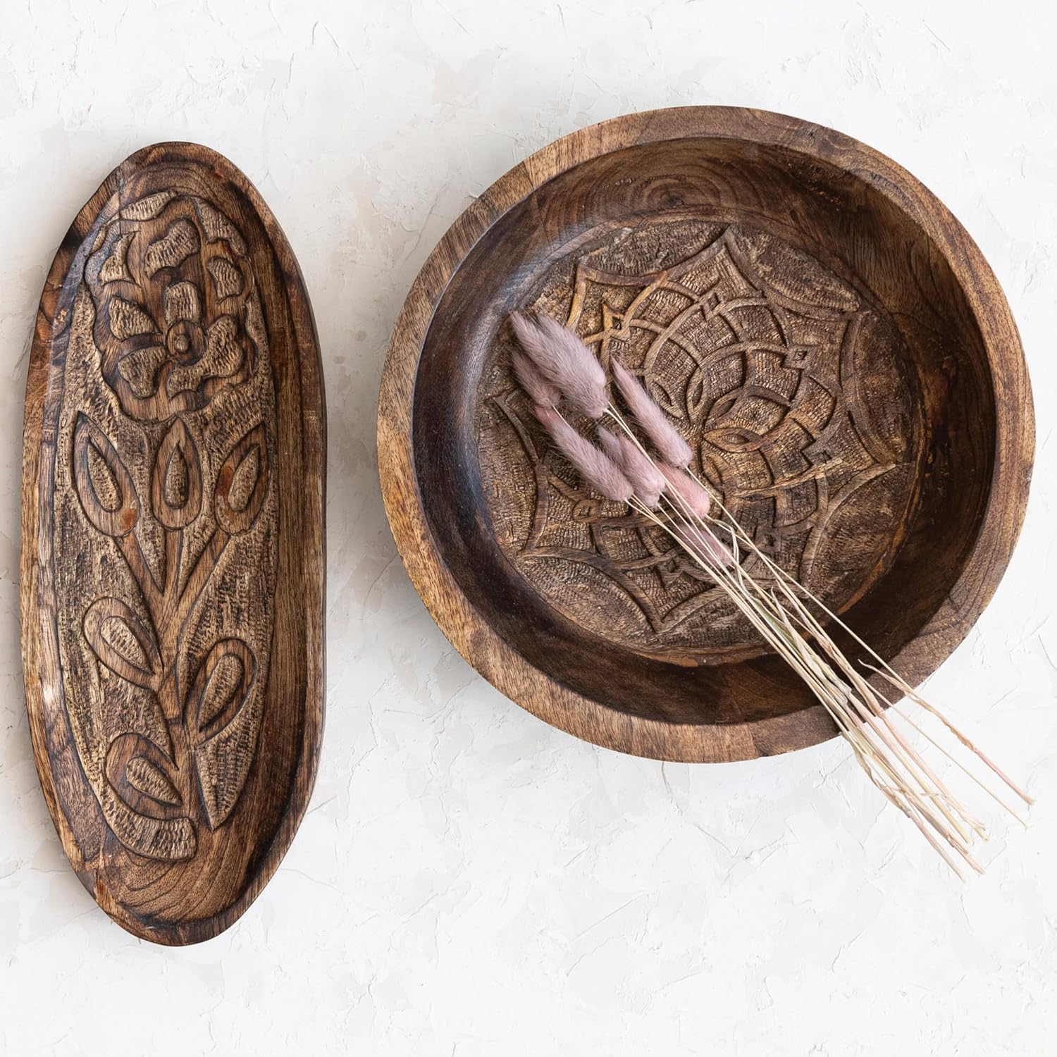 Handcrafted Burnt Finish Mango Wood Serving Bowl