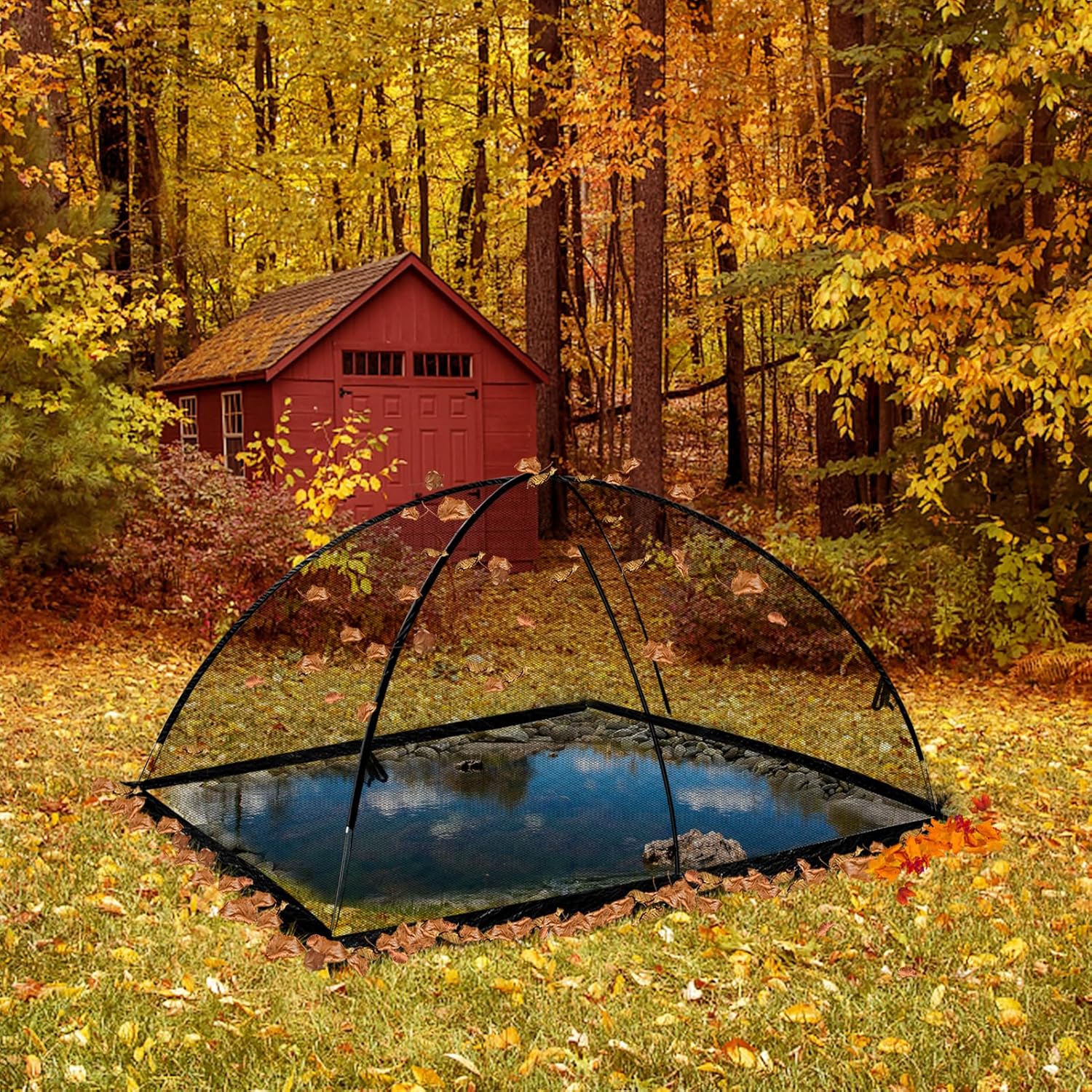 7 x 9 Ft Pond Netting for Koi Ponds - Heavy Duty Dome Net Tent Cover with Zipper, Keep Leaves Herons Out for Outdoor Garden Farm