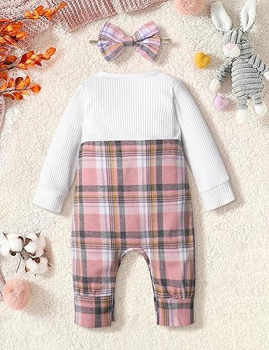 Miniatura 5 de Mameluco de manga larga con botones y diadema para recién nacido, para niña recién nacida