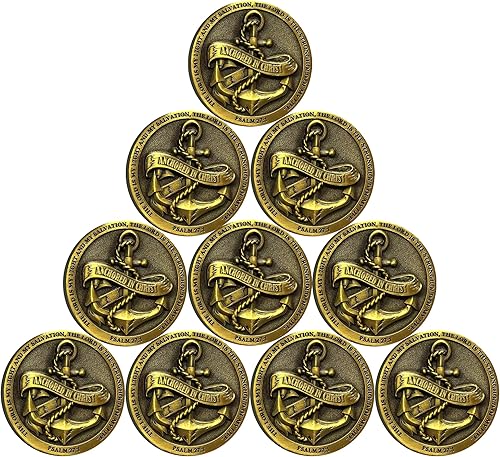 Miniatura 7 de Anclado en Cristo El Señor es mi luz y mi salvación Christian Challenge moneda versículos de la Biblia, ficha de bolsillo perfecta como regalo