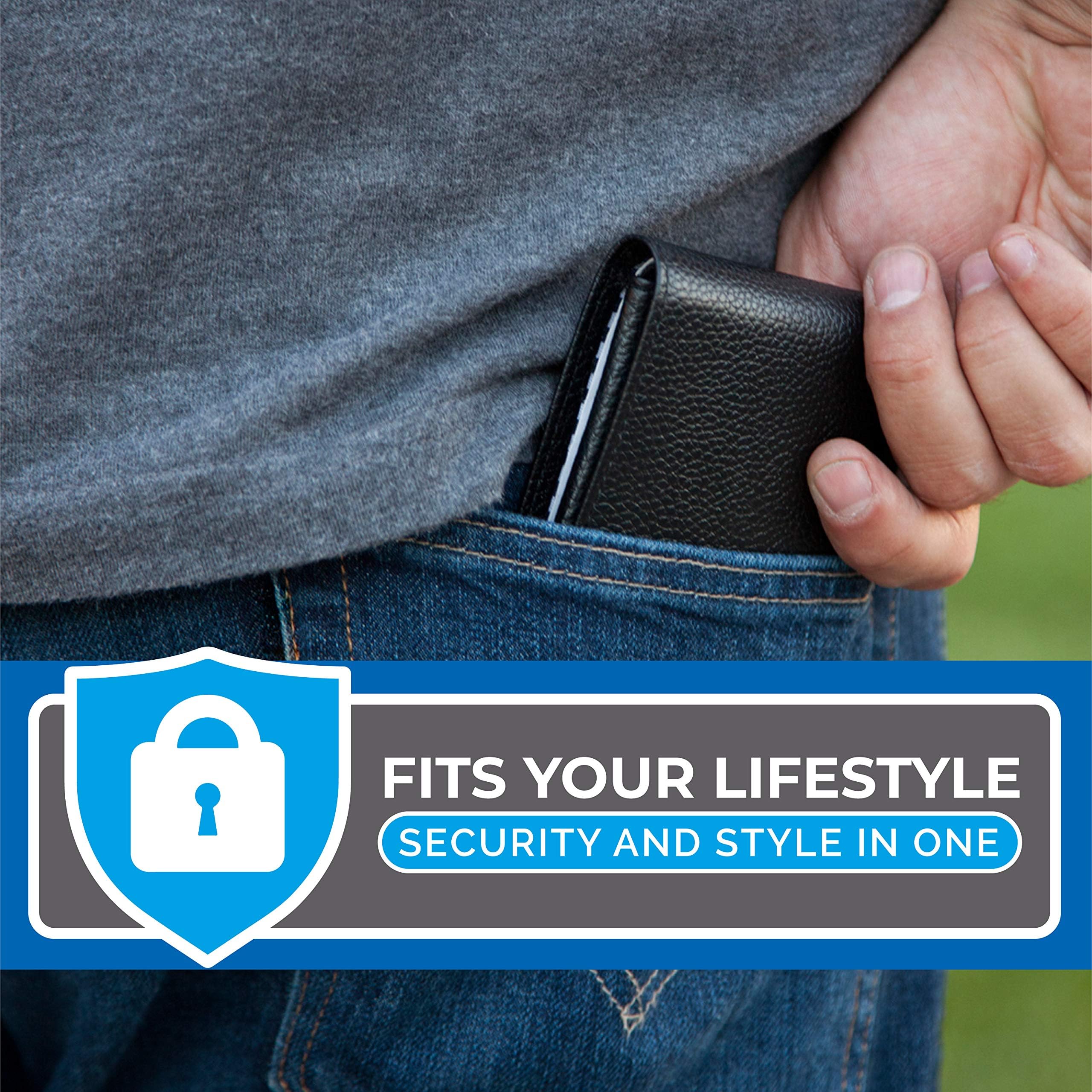 Cartera de piel auténtica con bloqueo RFID para hombre, excelente como plegable de viaje, protector de tarjeta de crédito, Cuero Guijarro, Cartera Rfid 5