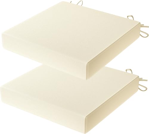Miniatura 8 de Cojines Oudoor para muebles de patio, 4 unidades, cojines para sillas de exterior, almohadillas reversibles para sillas de comedor con lazos,