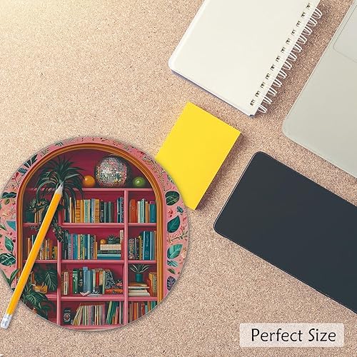 Miniatura 4 de Maximalist Disco Library - Alfombrilla para mouse de 7.9 x 7.9 pulgadas, para amantes de la lectura de libros, regalos bibliotecarios, color rosa,