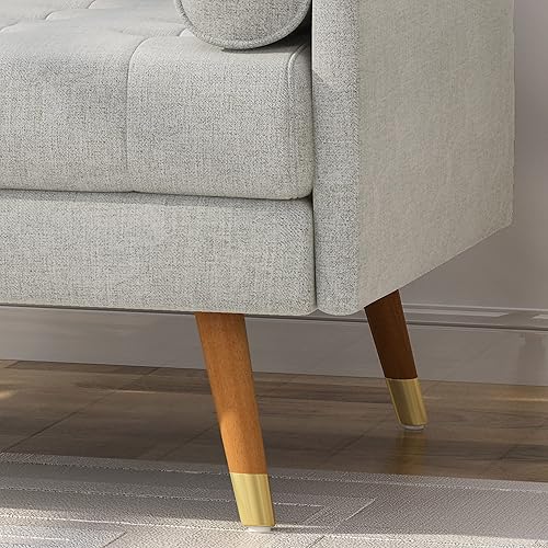Miniatura 7 de Christopher Knight Home Nour Fabric Mid-Century - Silla moderna para club, gris claro, natural, 38.25 pulgadas de profundidad x 30.5 pulgadas de