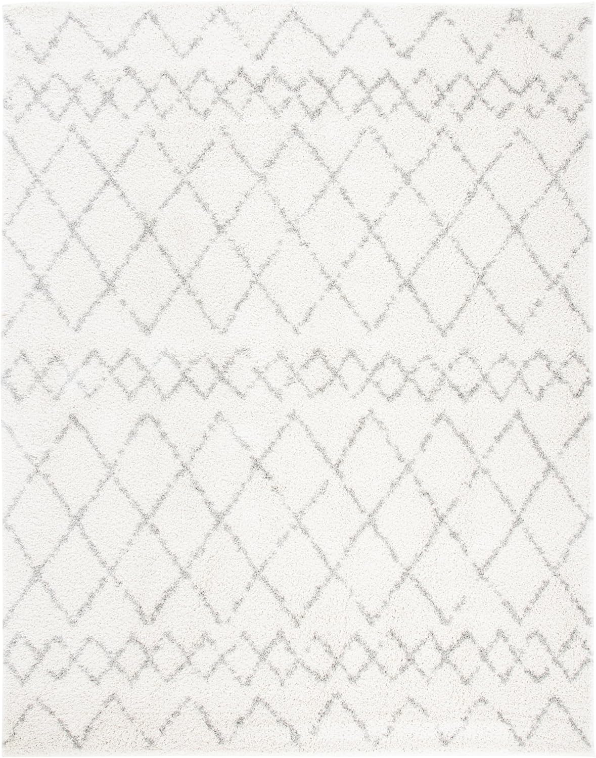 SAFAVIEH Berber Shag Collection Area Rug - 10' x 14', Cream & Light Grey, Moroccan Design, Non-Shedding & Easy Care, 1.2-inch Thick Ideal for High Traffic Areas in Living Room, Bedroom (BER165C)