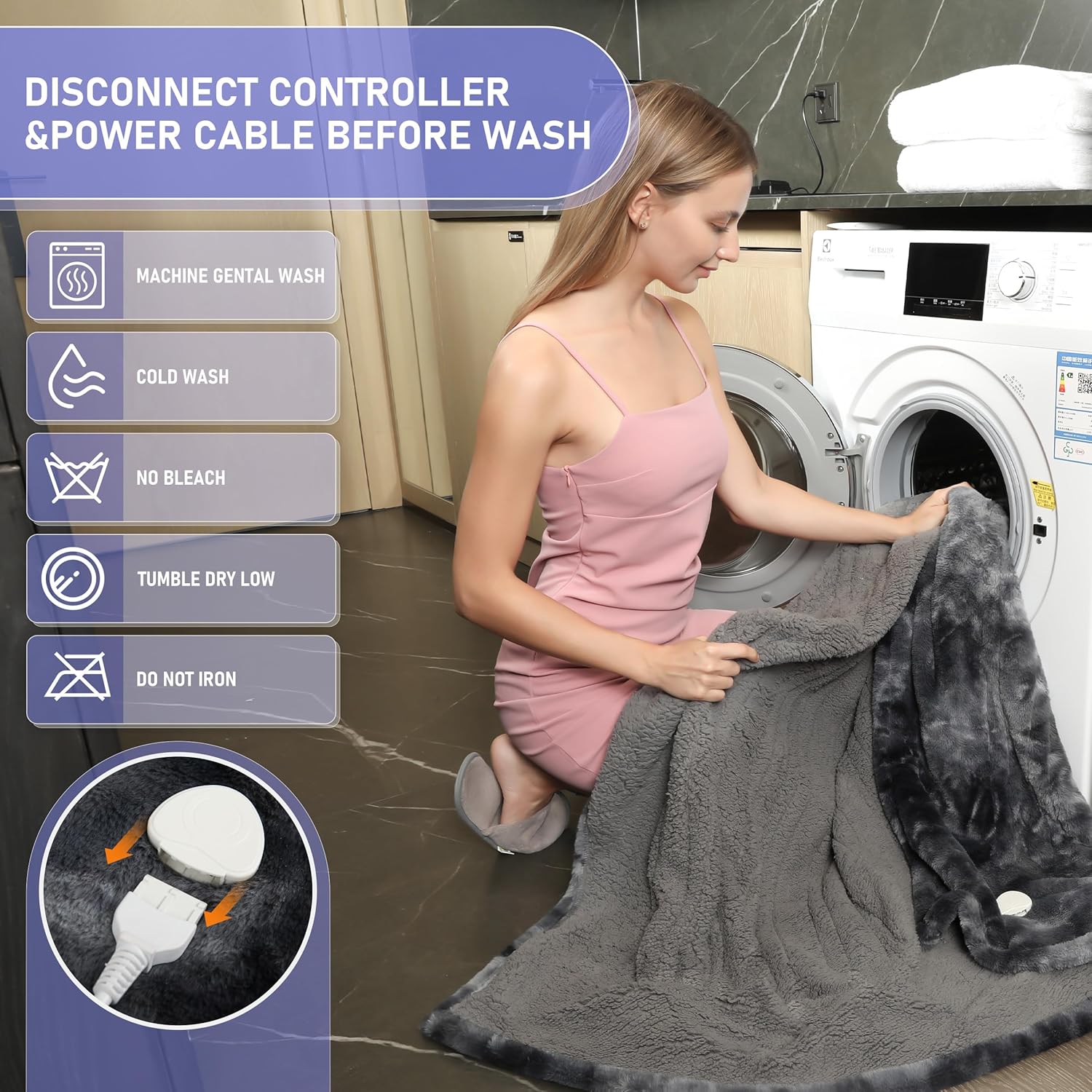 Electric Heated Blanket Throw 50''x60''Size Faux Fur Heating Blanket 10 Heating Settings, 1-8h Timer & Overheat Protection, Machine Washable, Soft Flannel and Sherpa Full Body Warmth