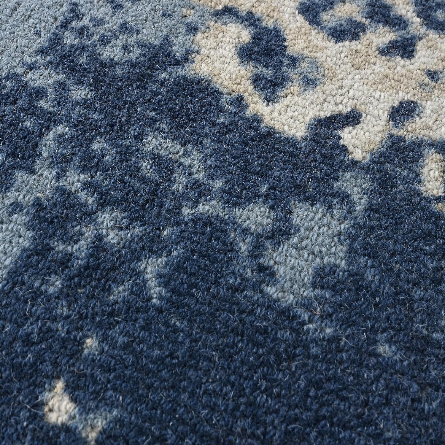 Restoration and Renovation Traditional Handmade Wool Area Rug with Vintage Inspired Medallion Pattern, Thick, Soft & Durable Carpet – Perfect for Living Room, Bedroom & Decor (Beige Blue, 5' x 8')