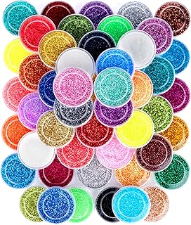 FANDAMEI 48 Colors Fine Glitter for Crafts, Arts, Decoration, Resin, Nail Glitter Body Hair Face Holographic Glitter Powder, for Festival Halloween Chirstmas