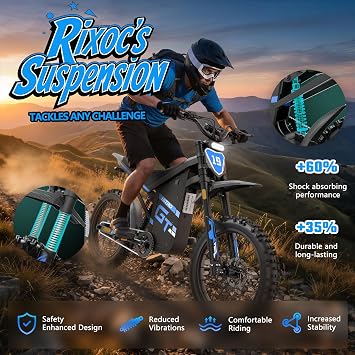 RIXOC GT19 Electric Dirt Bike Motorcycle for Adults, 3000W 52V 62Miles.