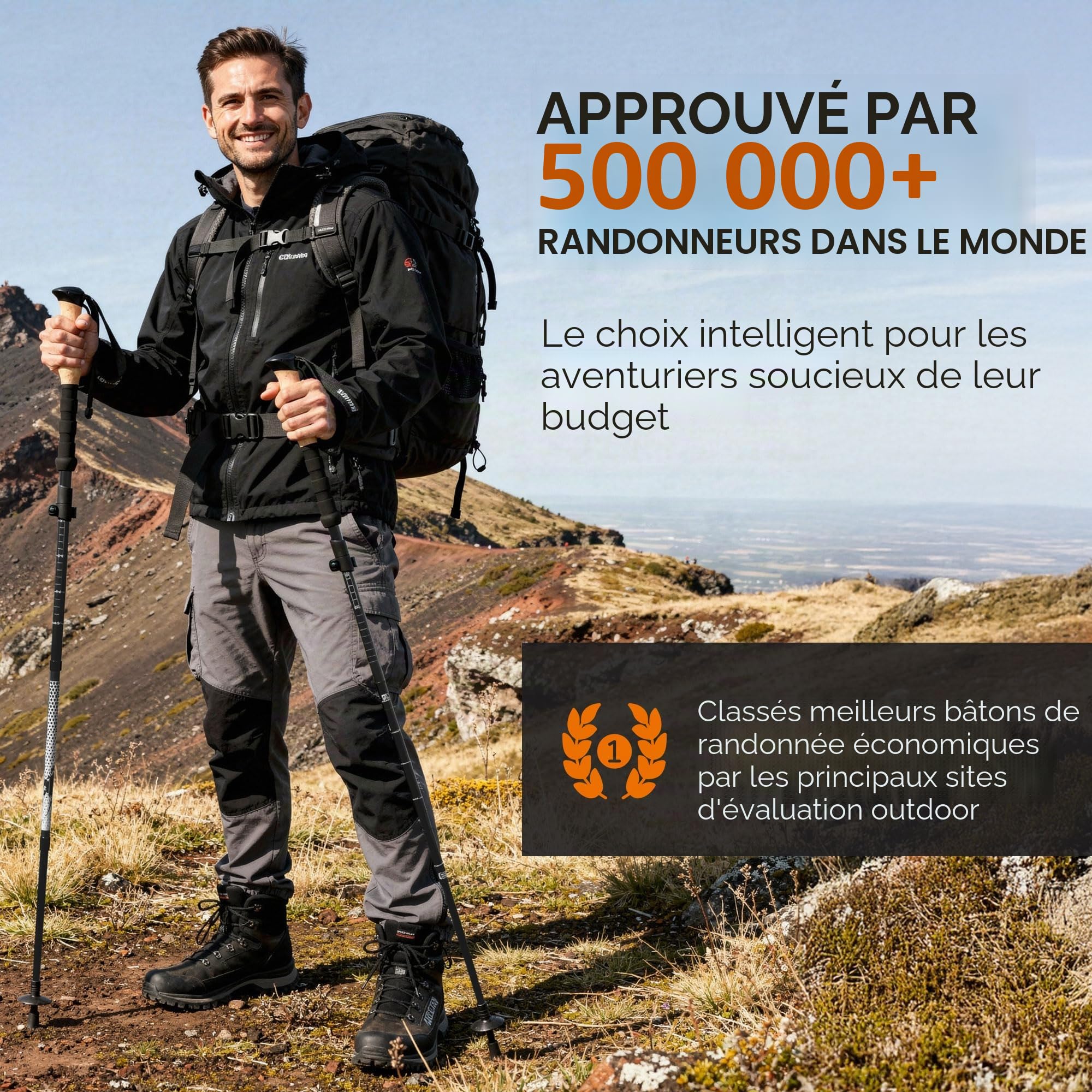 TREKOLOGY Trek-Z Batons de Trekking Triple Pliable - Bâton de Marche léger en Aluminium Pliable et Ajustable, Cannes de randonnée Pliante, Trekking Senior, Randonnée pédestre, Voyage Sac à Dos