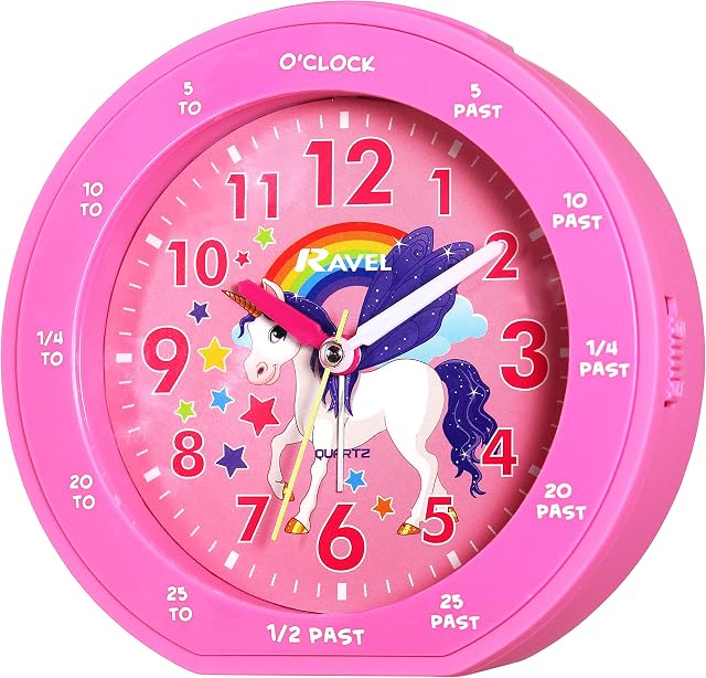Ravel Childrens Unicorn Time Teacher Pink Alarm Clock