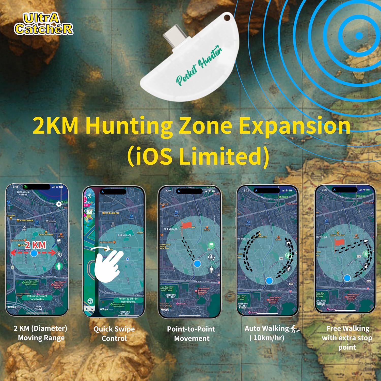 Pocket Hunter – Auto Catch Device for Mobile Games | USB-C Plug-and-Play | No Charging Needed | LED Pairing, Passthrough Charging