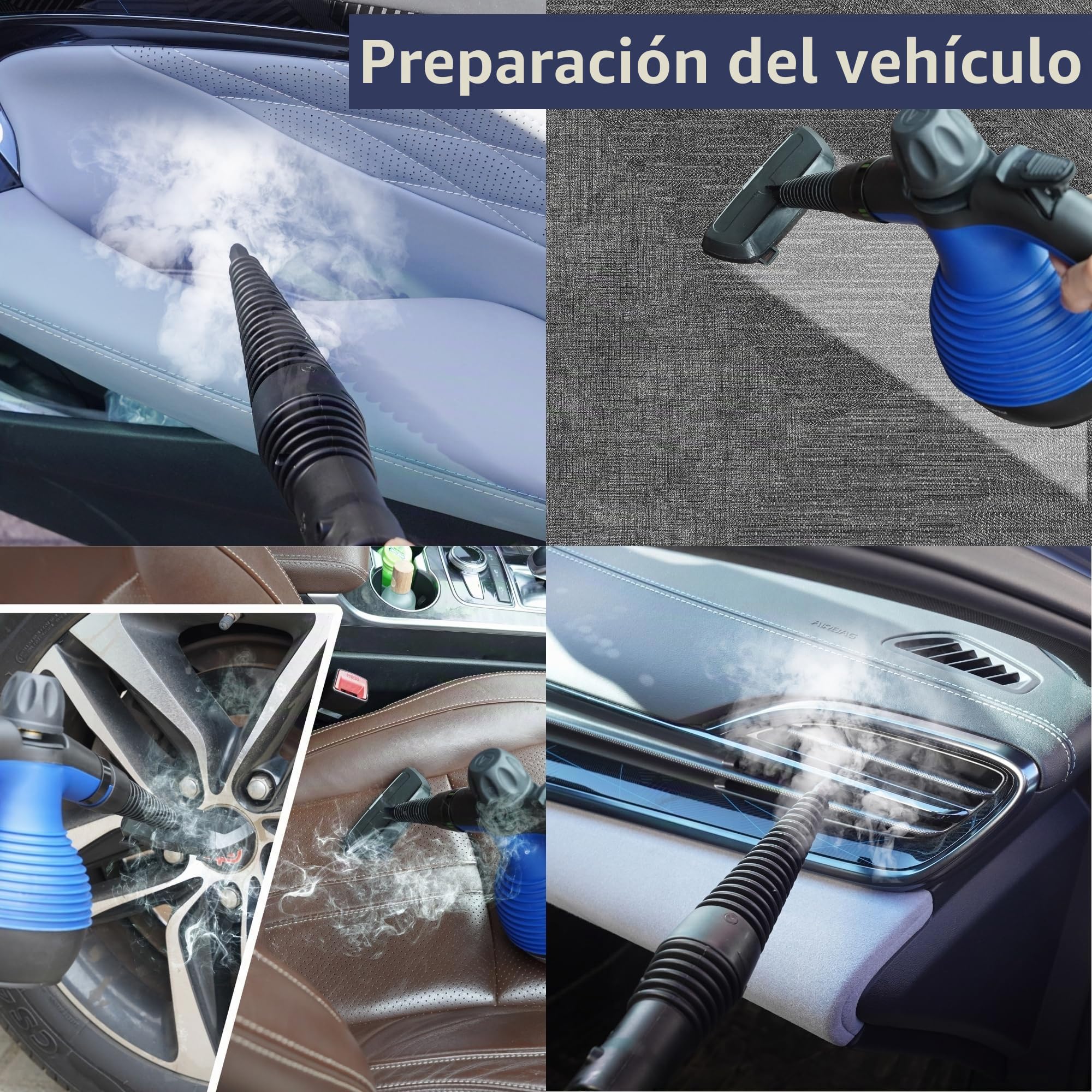 Verano VAL SC350-1050 W - Dispositivo portátil con muchos accesorios, limpieza a vapor a 110 °C, sin productos químicos, contra suciedad y grasa en azulejos, ventanas, certificado GS