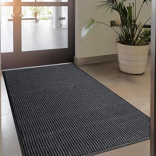 LuxUrux Tapete de goma duradero para puerta, resistente, interior/exterior, fácil de limpiar, impermeable, patio, garaje, tapete comercial para