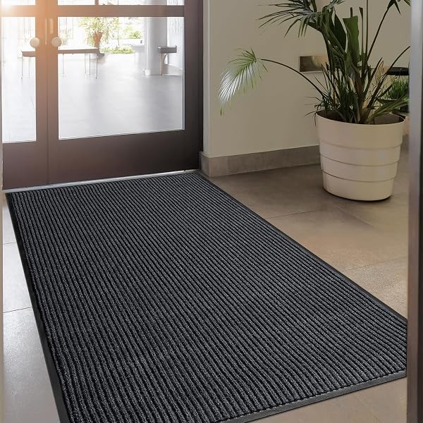 LuxUrux® Durable Rubber Door Mat - Heavy Duty, Indoor/Outdoor, Easy Clean, Waterproof, Patio, Garage - Commercial Floor Mat for Entry (Charcoal, 2' x 3' (Runner))