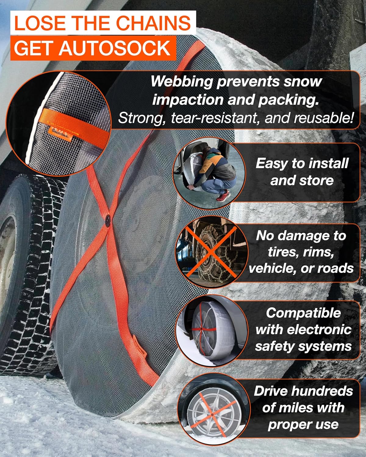 AutoSock for Commercial Vehicles and Trucks AL79, Snow Socks for Tires, Pack of 2