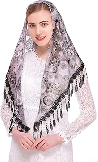 Mass Veil Triangle Mantilla Cathedral Head Covering Chapel Veil Lace Shawl Latin Scarf