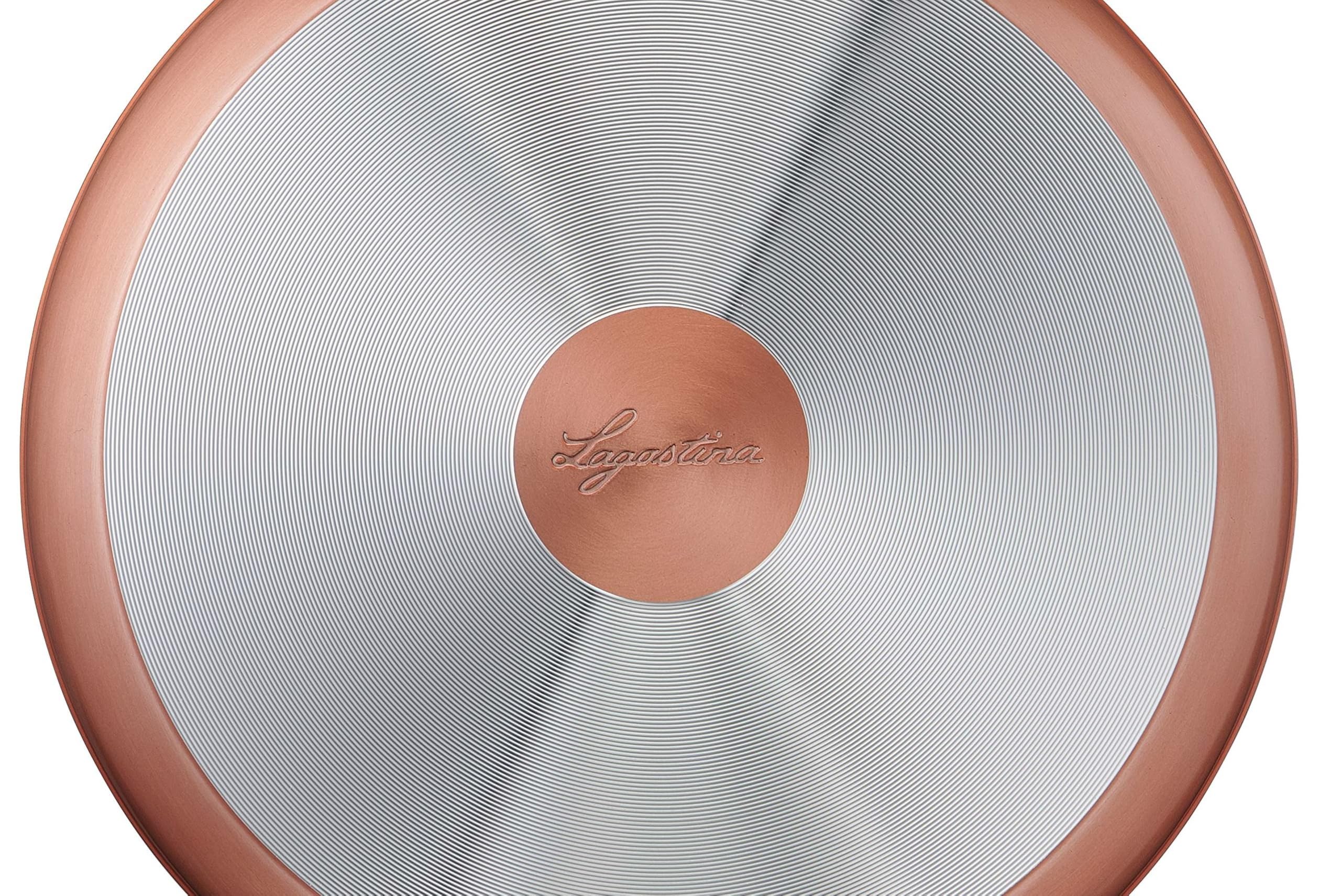 Lagostina Ramata Casseruola Fonda Antiaderente in Alluminio Ø 20 cm con Esterno Effetto Rame, Pentola Gas e Forno con Thermo-Signal, Rivestimento Titanium Easy, Due Maniglie in Bakelite