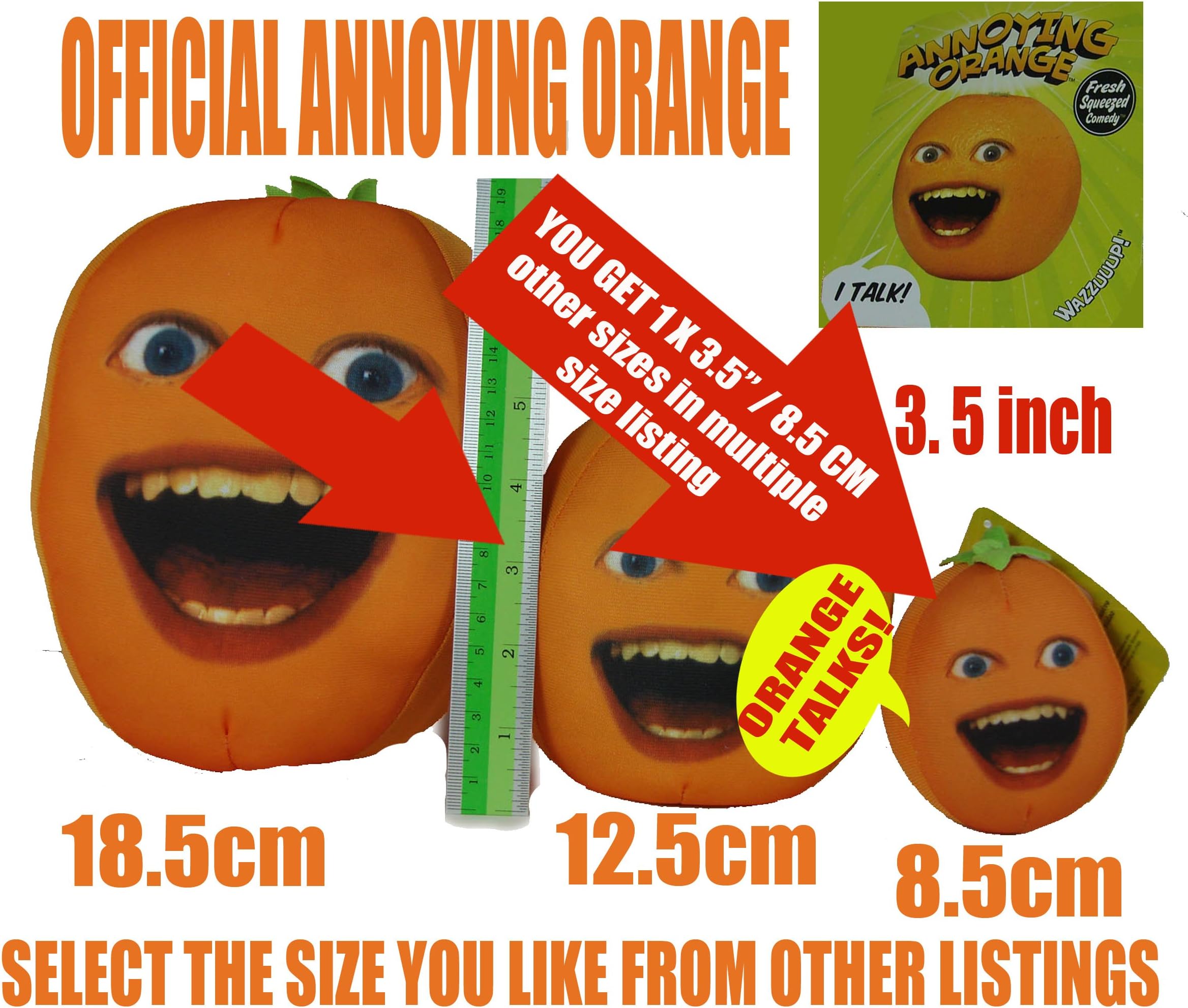 Annoying Orange 3 1/2 Inch Talking Plush Figure Laughing Orange
