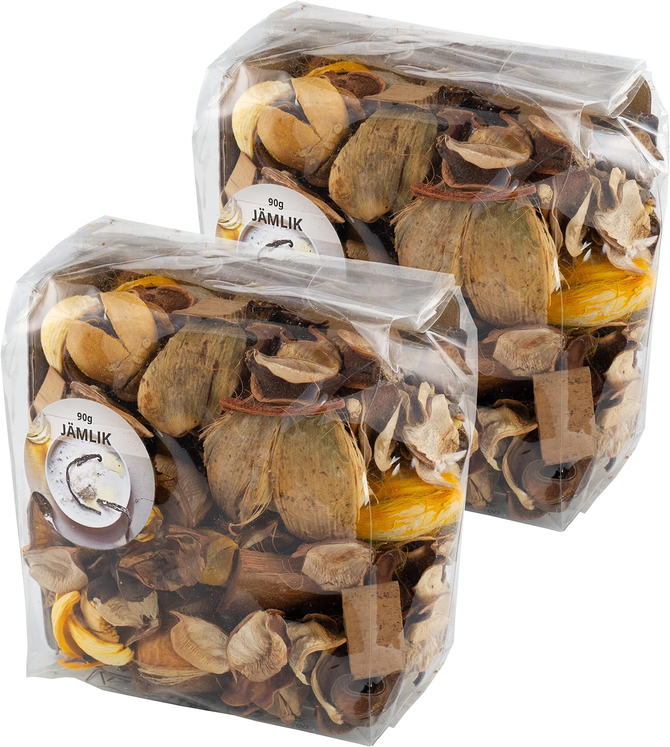 JAMLIK Dried Aromatic Scented Potpourri in Bags, Vanilla & Warm Milk, Beige/Brown - Set of 2 x 90g