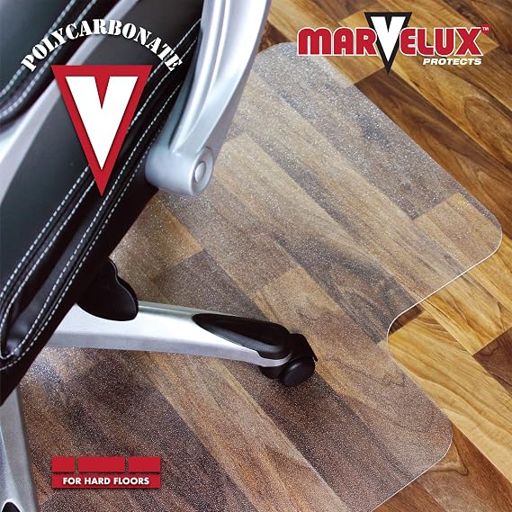 Marvelux Heavy Duty Polycarbonate Office Chair Mat for Hardwood Floors 36 x 48 | Transparent Hard Floor Protector with Lip | Shipped Flat | Multiple Sizes