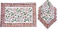 Vista 14 de Rastogi Handicrafts Juego de 6 manteles individuales 100 % algodón estilo indio para mesa de comedor y servilletas (azul 1)