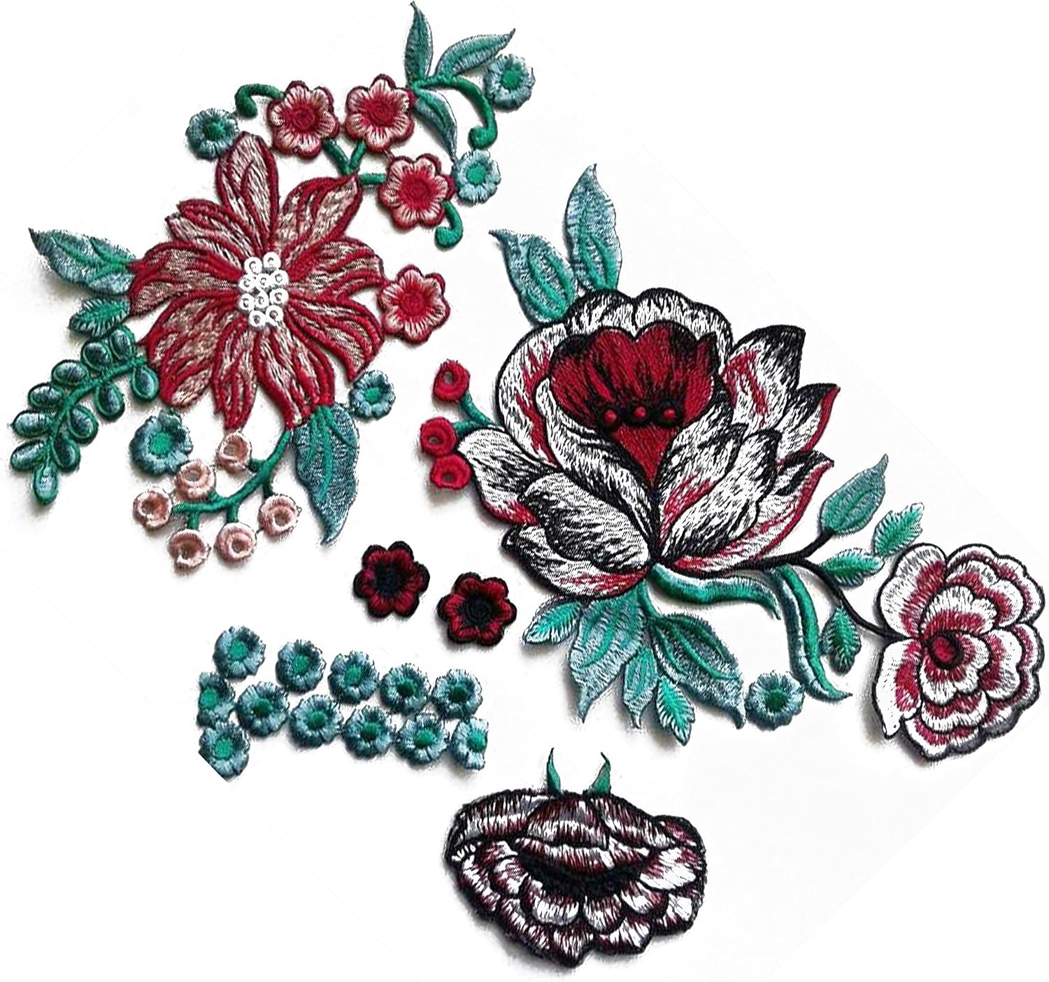 Moks42(p) Set Flowers Embroidery Patch, Fantasy Patch, Patch for Jacket
