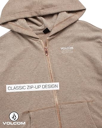 Volcom Girls Fleece Zip-Up Graphic Hoodie with Kangaroo Pockets Lightweight | Cozy Soft Comfort, Ribbed Cuffs & Hem for a Secure Fit, Easy Layering Piece for School or Weekend Play