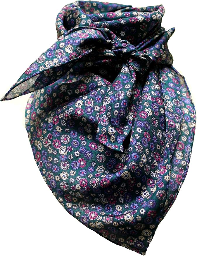 Wyoming Traders 100% Silk Western Wild Rag Scarf – Jacquard Floral – Unisex – 20, 34.5, 42 Inch Sizes