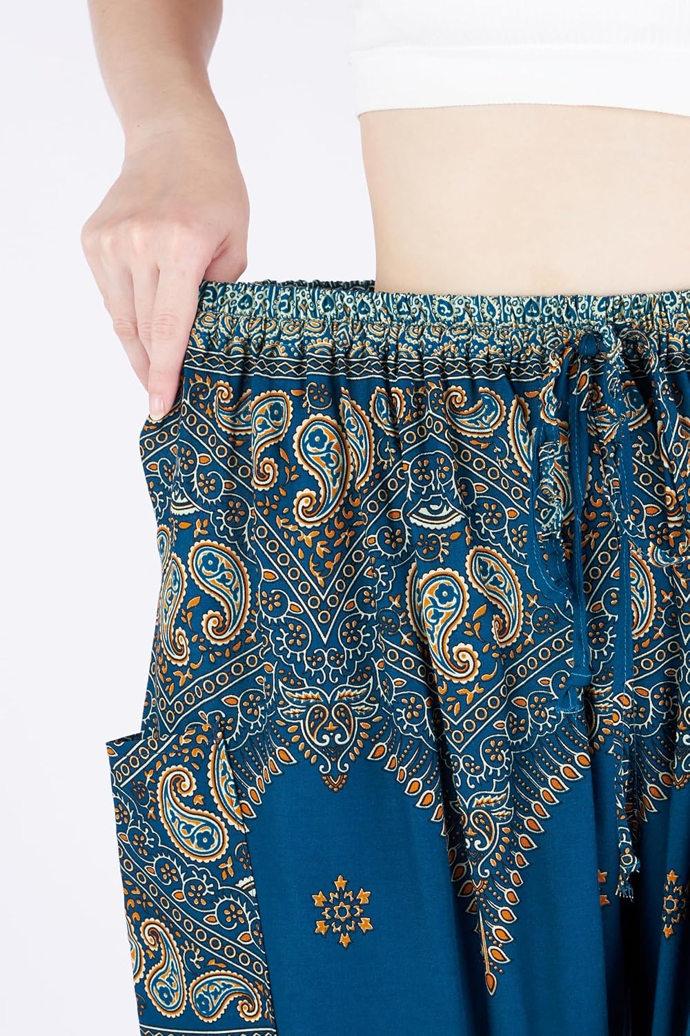 Lannaclothesdesign Harem Pants Women – Boho Elephant Pants High-Waisted Hippie Clothes with Pockets for Yoga