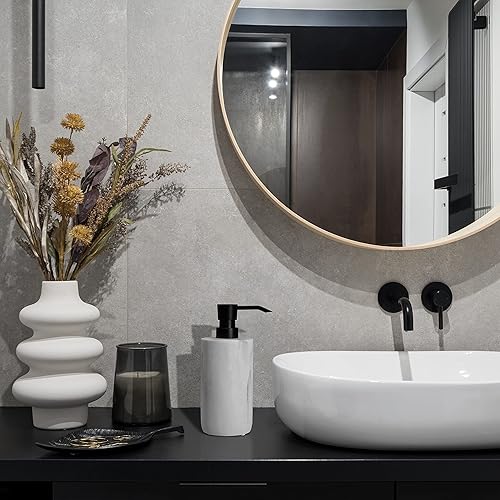 Miniatura 4 de Essentra Home Dispensador de jabón de mármol blanco con bomba negra, dispensador de jabón líquido recargable para baño y cocina. Capacidad de 16