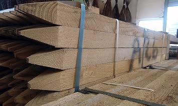 F&G Supplies 10 x 1.2m 4ft Tall x 47mm Approx. 2 Inch Thick Square Wooden Pointed Pressure Treated Tanalised Wooden Stakes Posts - Much Stronger and Longer Lasting than Agricultural Grade Stakes