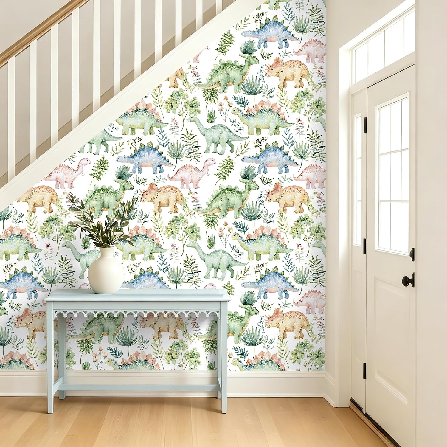 HAOKHOME Dinosaur Peel and Stick Wallpaper Botanical for Nursery Boys Room image 3