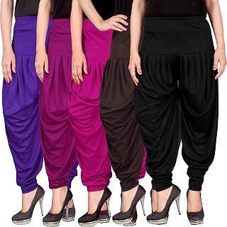 Women's Lycra Dhoti Patiala Salwar Harem Pants CTD_00VP1M1B2B_2-VIOLET-PURPLE-MAGENTA-BROWN-BLACK-FREESIZE -Combo Pack of 5