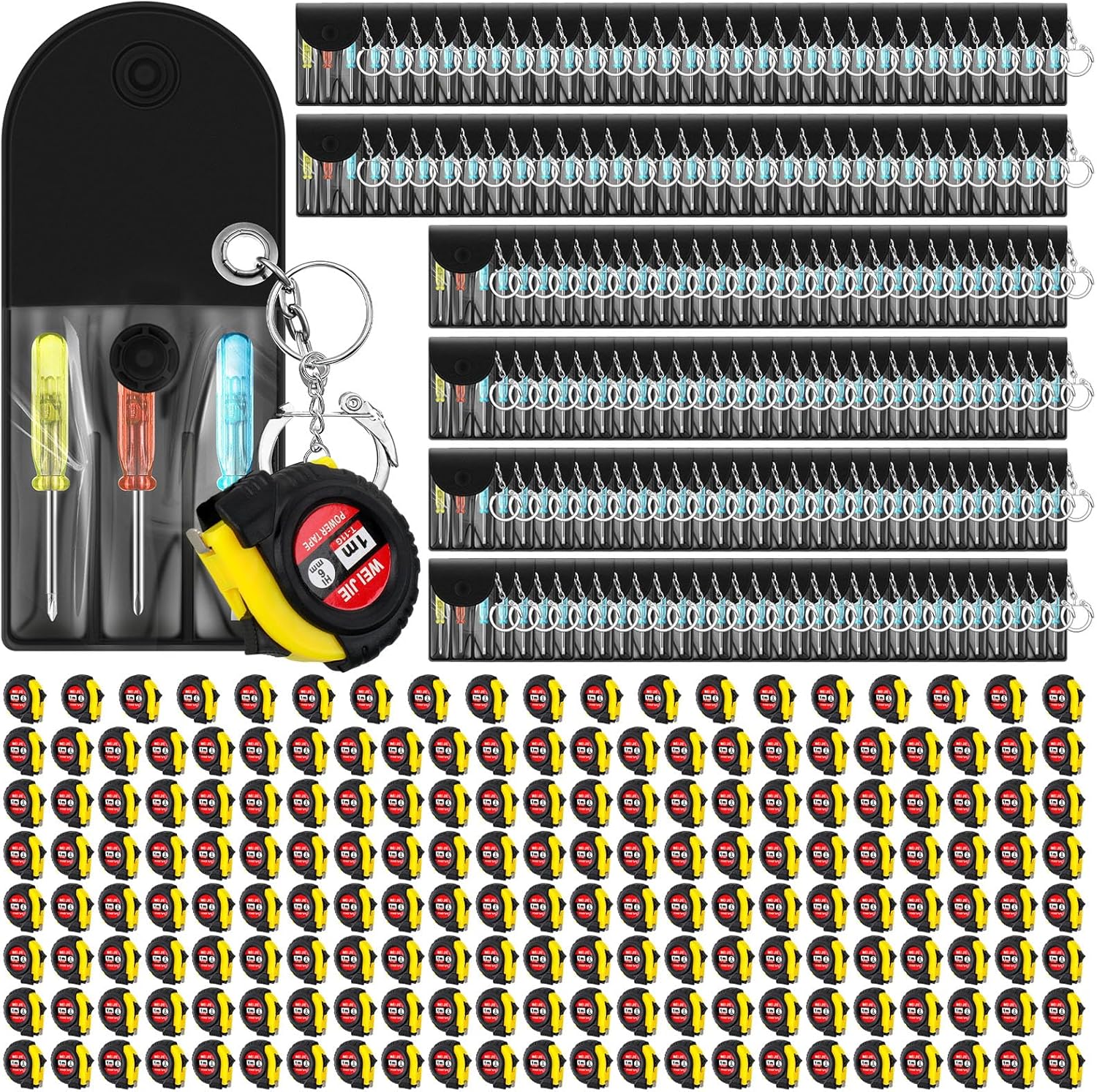 Jutom 312 Pcs Mini Tape Measure Keychain Bulk Mini Screwdriver Keychain Set Adult Tool Party Prize for Easter Baby Shower Men Father's Gifts