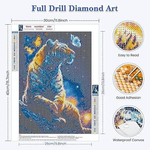 Miniatura 2 de RICUVED Kits de arte de diamantes para adultos, kits de arte de diamantes de tigre, arte de diamantes de fantasía 5D, cielo estrellado, gemas de