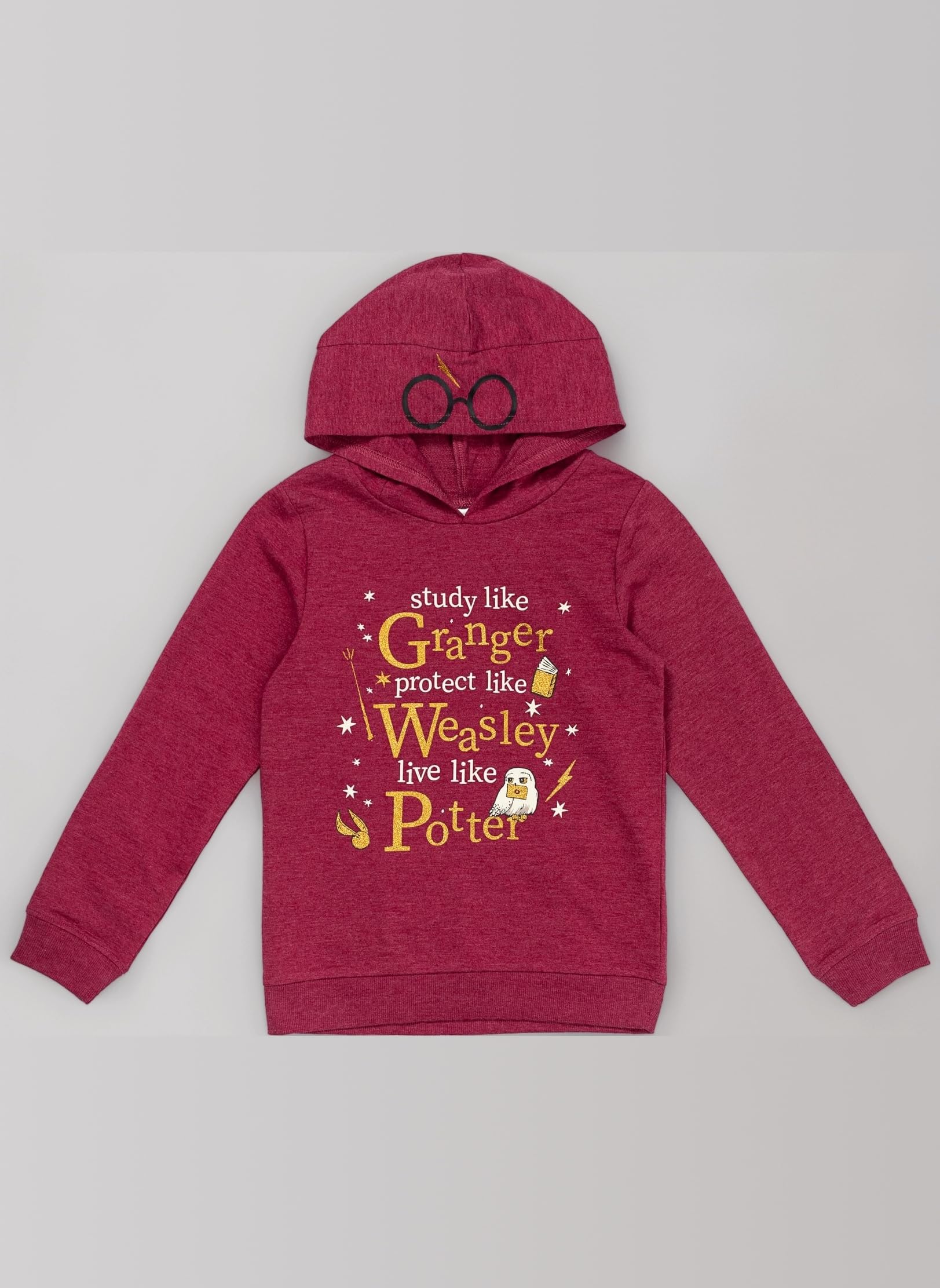 Harry Potter Hogwarts Hedwig Owl Slytherin Hufflepuff Ravenclaw Girls' French Terry Pullover Hoodie Toddler to Large Children