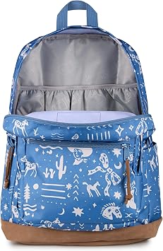 JanSport Right Pack Backpack - Durable Daypack with Padded 15 Laptop Sleeve, Spacious Main Compartment & Integrated Water Bottle Pocket - Yeehaw And Horses Elemental Blue/Cream