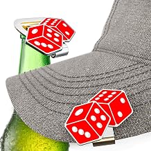 Red Dice Hat Clip Bottle Opener - Perfect Accessory for Gamblers & Craps Players