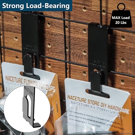 Gridwall Hooks- 16 Pcs Display Hook for Grid Wall Panel- Grid Hooks with Extra Hanger On The Bottom- Durable Wall Panel for Hanging Retail